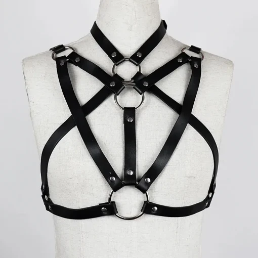 Cintos de couro sexy para mulheres, gótico punk bustier, espartilho, escravidão do corpo harajuku, cinta de cintura, vestido suspensórios, roupa íntima