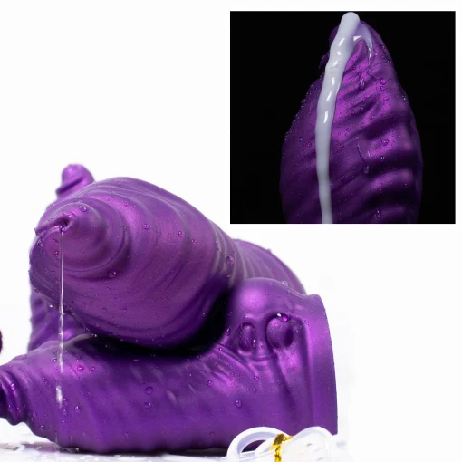 Oieffur Grande Ejaculação Vibrador Com Enema Bola Esguicho Líquido Roxo Esguichando Pênis Com Ventosa Brinquedos Sexuais Para Homens E Mulheres