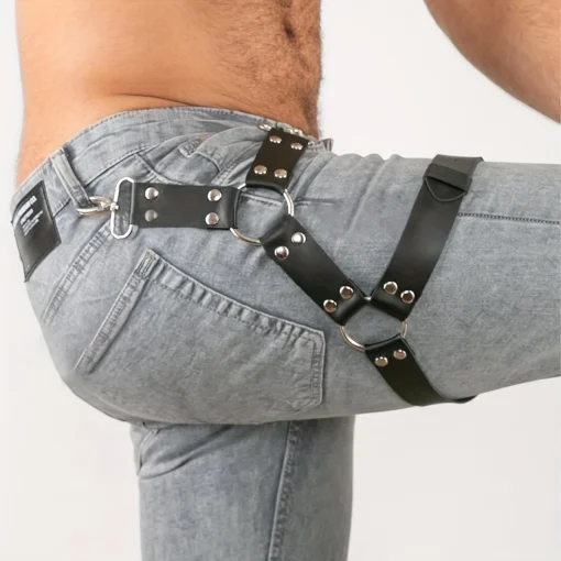 Punk Suspender Garter Harness para homens, Leg Belt, Suspensórios para Jeans, Calças, Acessórios Góticos, Chaveiro Ajustável, Couro PU