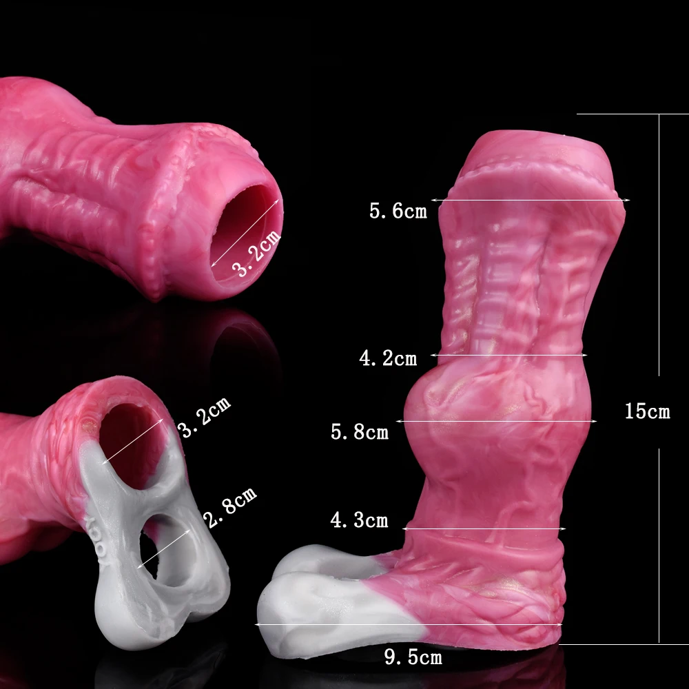 FAAK Silicone Horse Knot Penis Sleeve Fantasy Sheath Cock Enlargement & Extender Head Open Hollow Dildo Sex Toys For Men