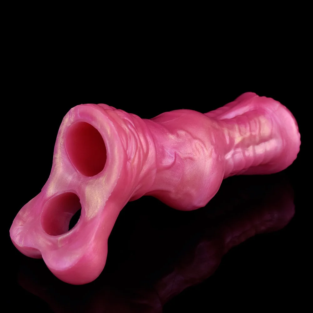 FAAK Silicone Horse Knot Penis Sleeve Fantasy Sheath Cock Enlargement & Extender Head Open Hollow Dildo Sex Toys For Men