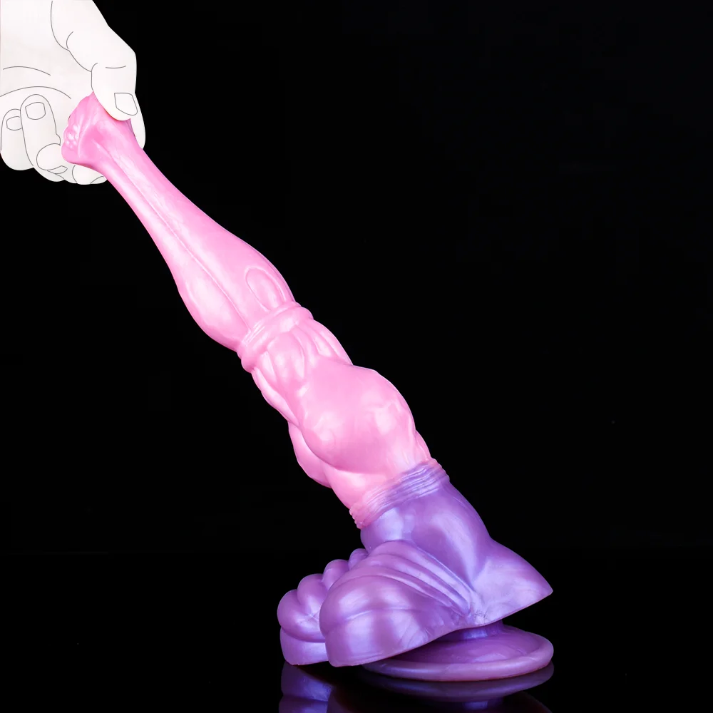 FAAK Silicone Long Realistic Animal Penis Fantasy Knot Horse Dildo With Suction Cup Sex Toys For Women Masturbator Adult Games