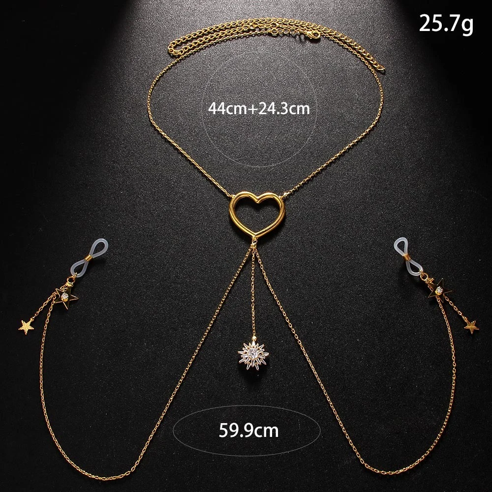 Metal Heart Nipple Chain Harness Non Piercing Accessories Festival Star Pendant Sexy Chest Jewelry Bikinis for Women