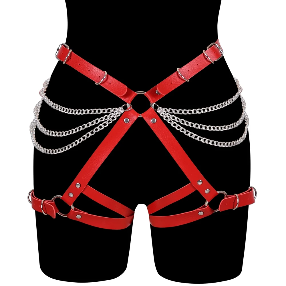 Luxury Harness For Leather Garter Gothic Sexy Lingerie Sword Belt Bondage Punk Fetish Erotic Stocking Chain Accessories Leg Band