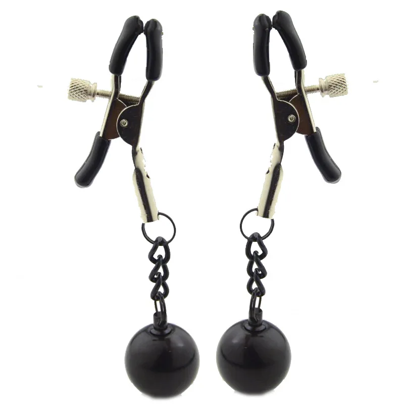 2Pcs Bdsm Sex Kit of Metal Messager Gear and Adjustable Nipple Clamp with Metal Balls for Women Couples Adults Sex Toys