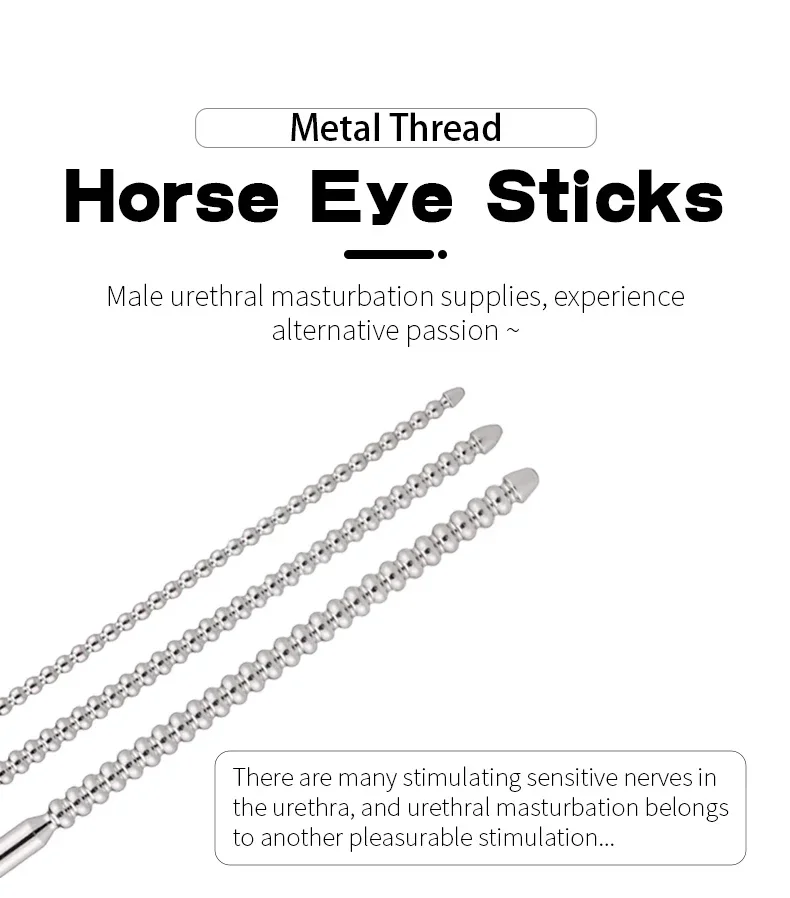 Spiral Double-Headed Horse Eye Stick Urethra Masturbator Adult Men and Women Urethral Stick Dilator SM Sextoys Metal Penis Plug