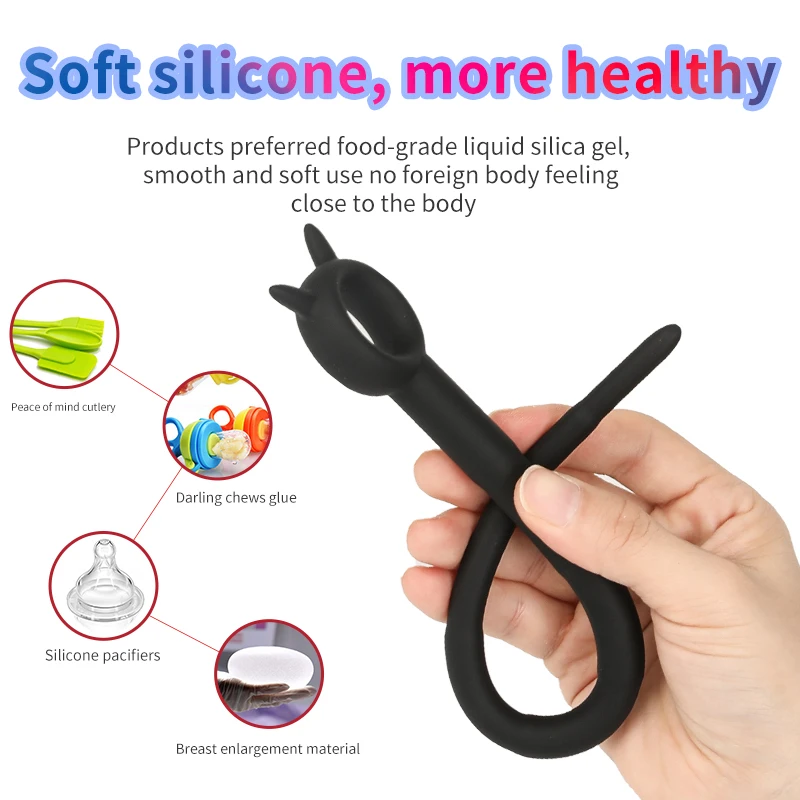 Silicone Horse Eye Stick Penis Plug Urethra Beads Urethral Stimulator Sounding Urethral Masturbation Climax Sex Toys for Men