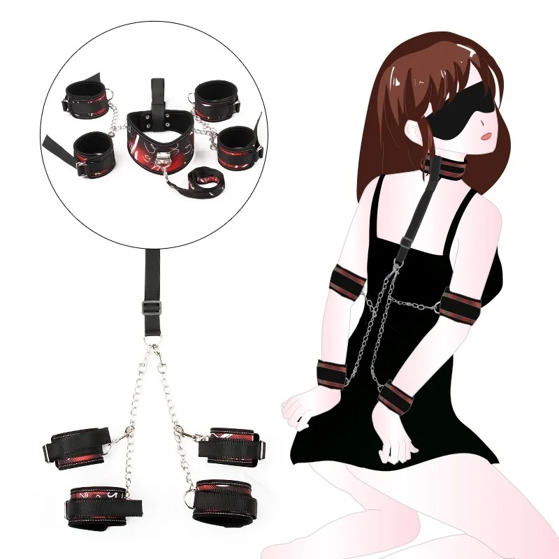 Fetish Anti Back Connection Collar Handcuffs Sex Bondage Set Restraint SM Slave Sex Toy For Couples Erotic Products