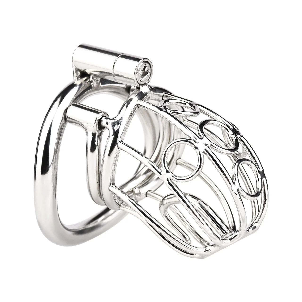 Stainless Steel Male Chastity Device with Removable PA Puncture Cock Cage Arc Penis Ring Sex Toys for Men Erotic Urethral Lock