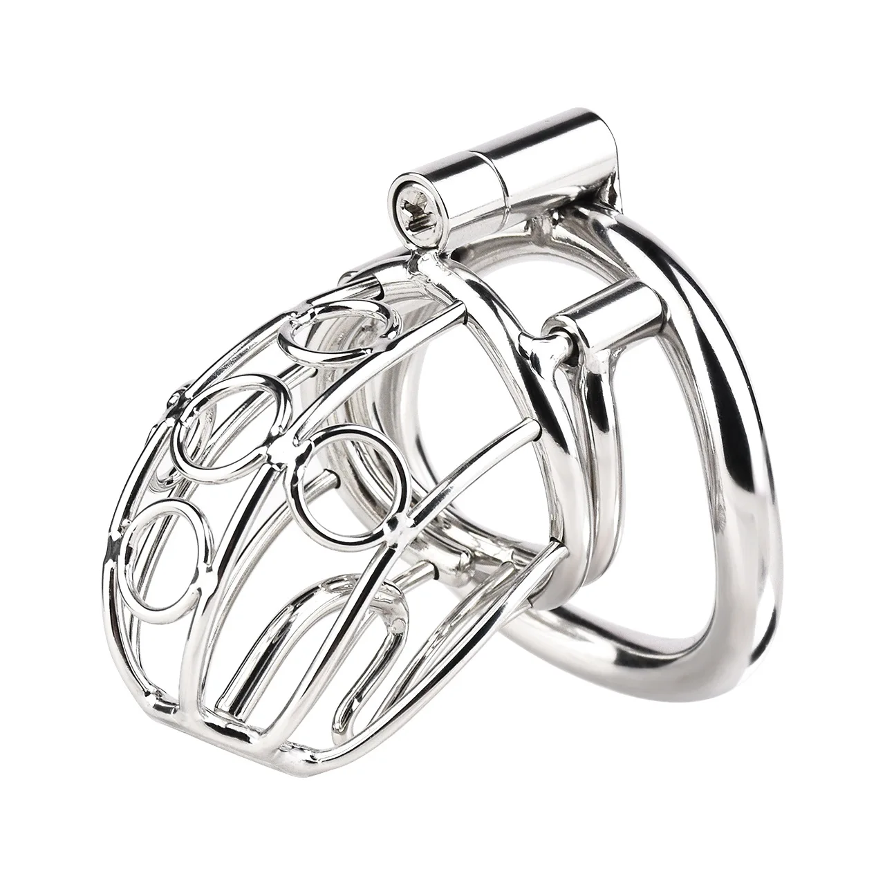 Stainless Steel Male Chastity Device with Removable PA Puncture Cock Cage Arc Penis Ring Sex Toys for Men Erotic Urethral Lock