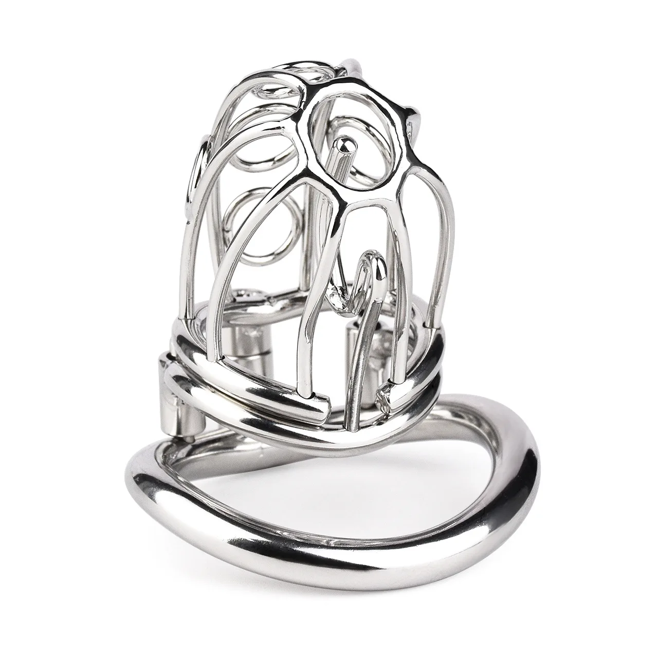 Stainless Steel Male Chastity Device with Removable PA Puncture Cock Cage Arc Penis Ring Sex Toys for Men Erotic Urethral Lock