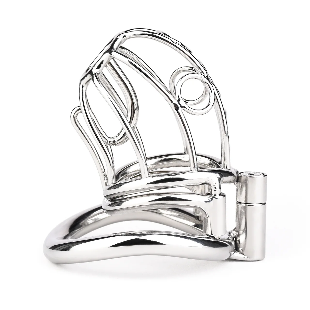 Stainless Steel Male Chastity Device with Removable PA Puncture Cock Cage Arc Penis Ring Sex Toys for Men Erotic Urethral Lock