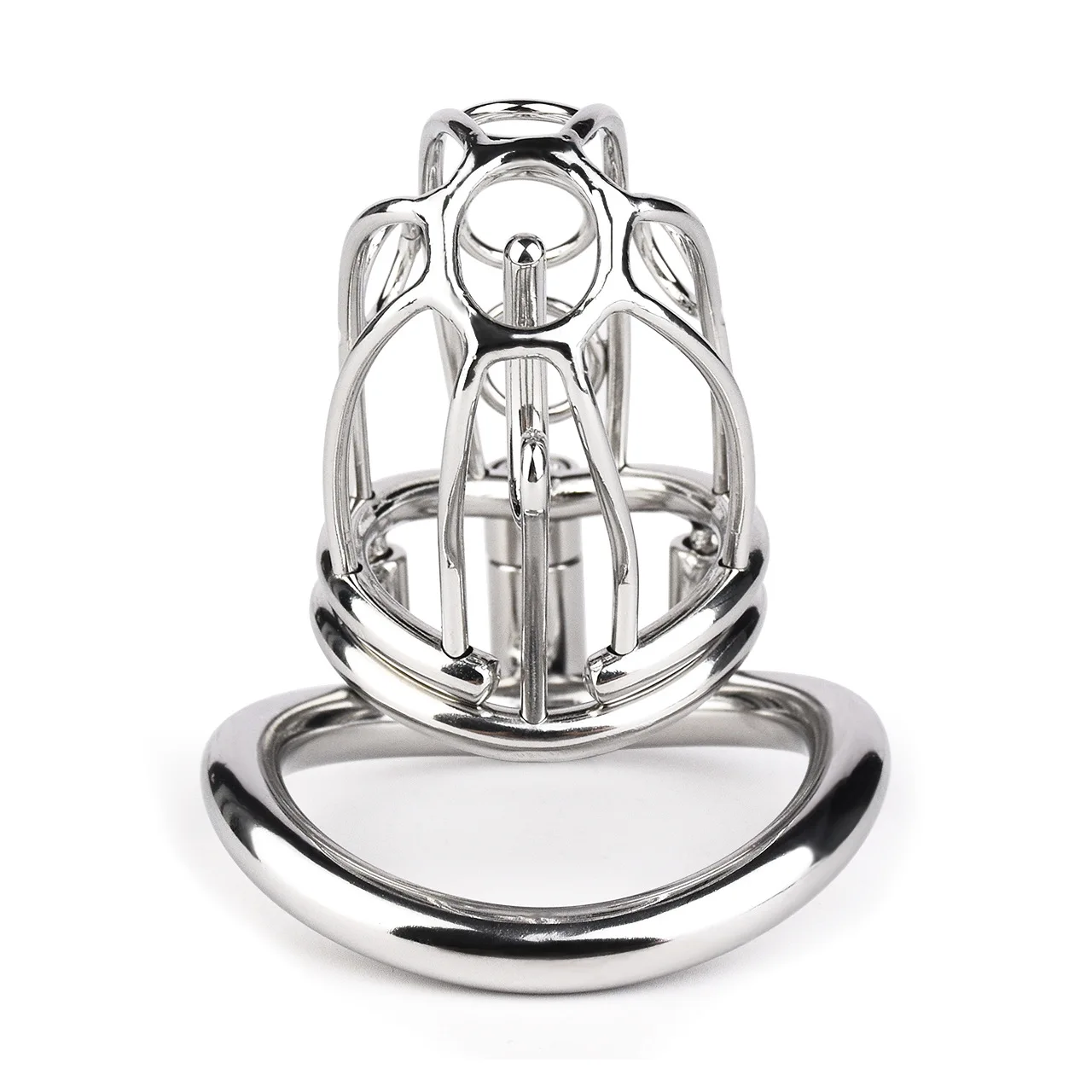 Stainless Steel Male Chastity Device with Removable PA Puncture Cock Cage Arc Penis Ring Sex Toys for Men Erotic Urethral Lock