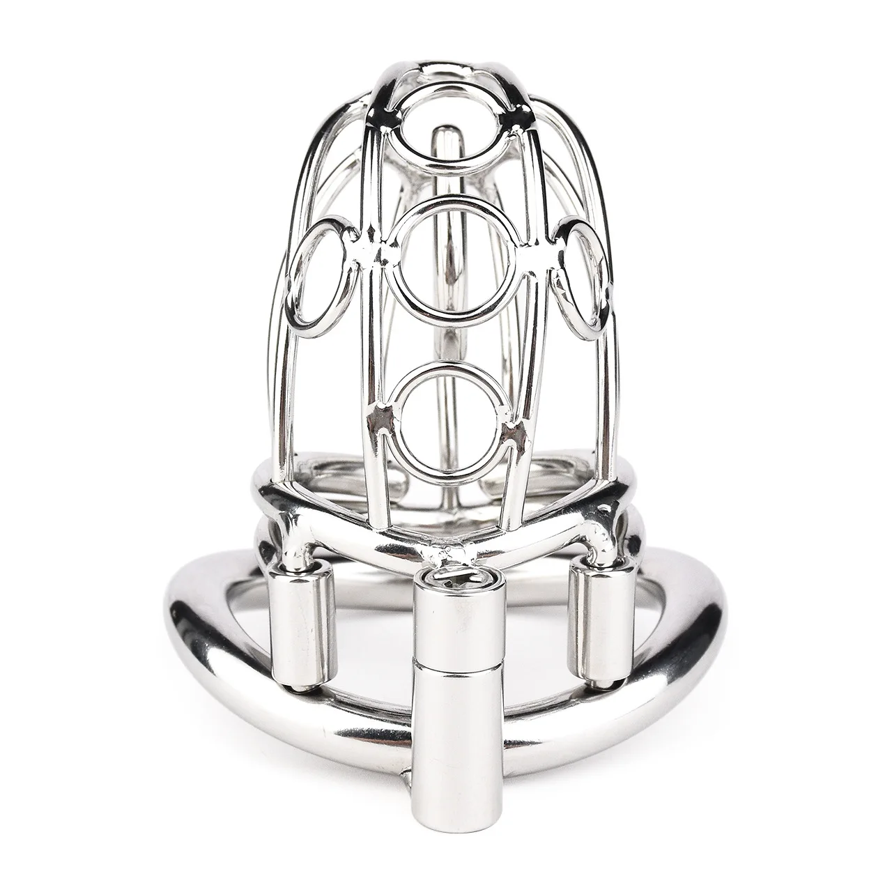 Stainless Steel Male Chastity Device with Removable PA Puncture Cock Cage Arc Penis Ring Sex Toys for Men Erotic Urethral Lock