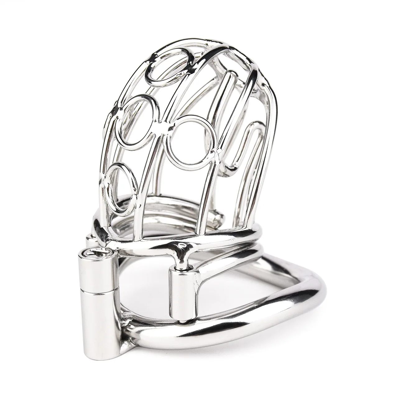 Stainless Steel Male Chastity Device with Removable PA Puncture Cock Cage Arc Penis Ring Sex Toys for Men Erotic Urethral Lock