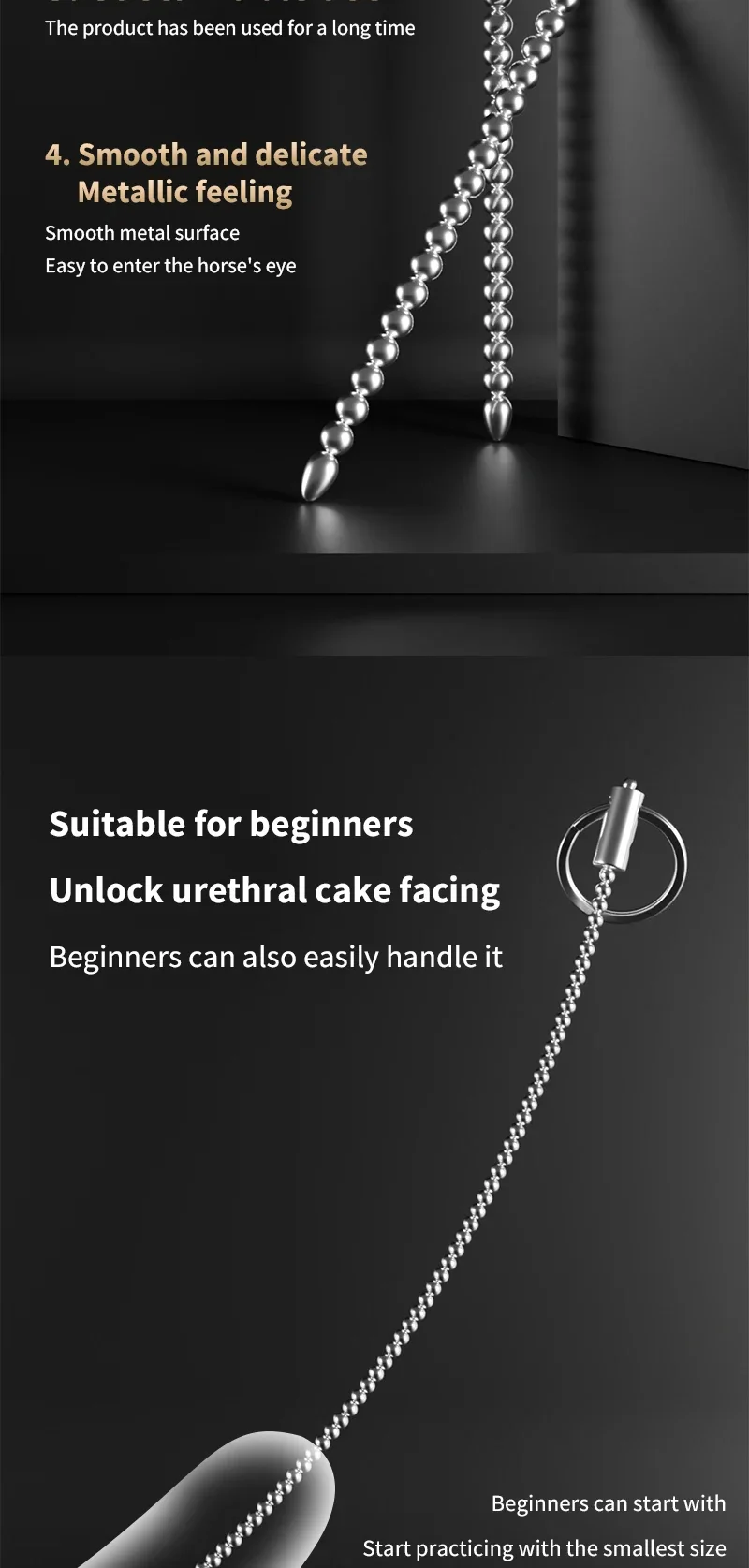 Super Long Stainless Steel Beaded Urethral Sound Dilators Penis Plug Insert Stimulation Horse Eye Stick Adult Sex Toys for Men