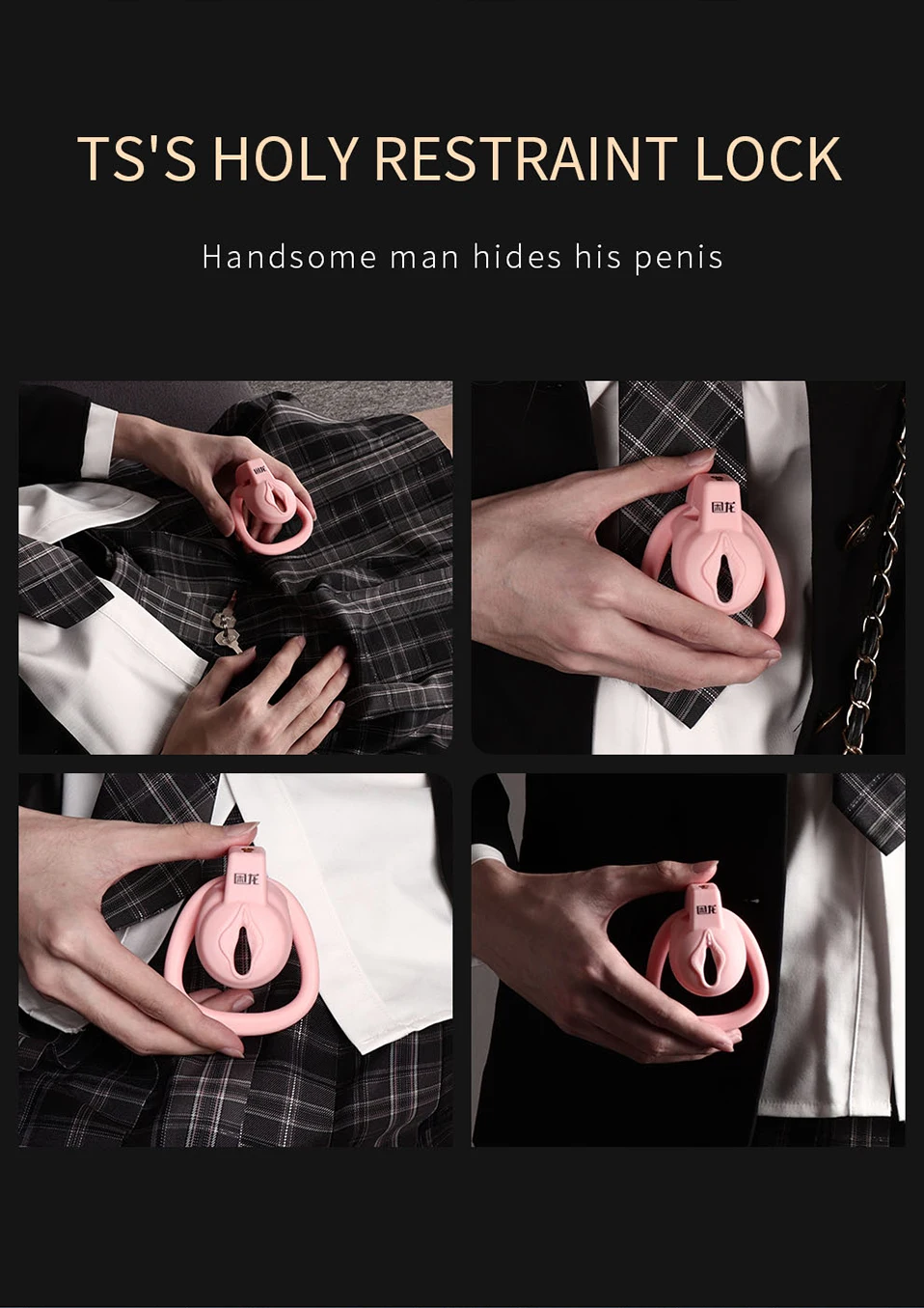 JEUSN Male Chastity Device Flat Chastity Lock,Cock Cage,Urethra Catheter,Penis Ring,Bondage Belt Sex Toys For Men Gay Urethral