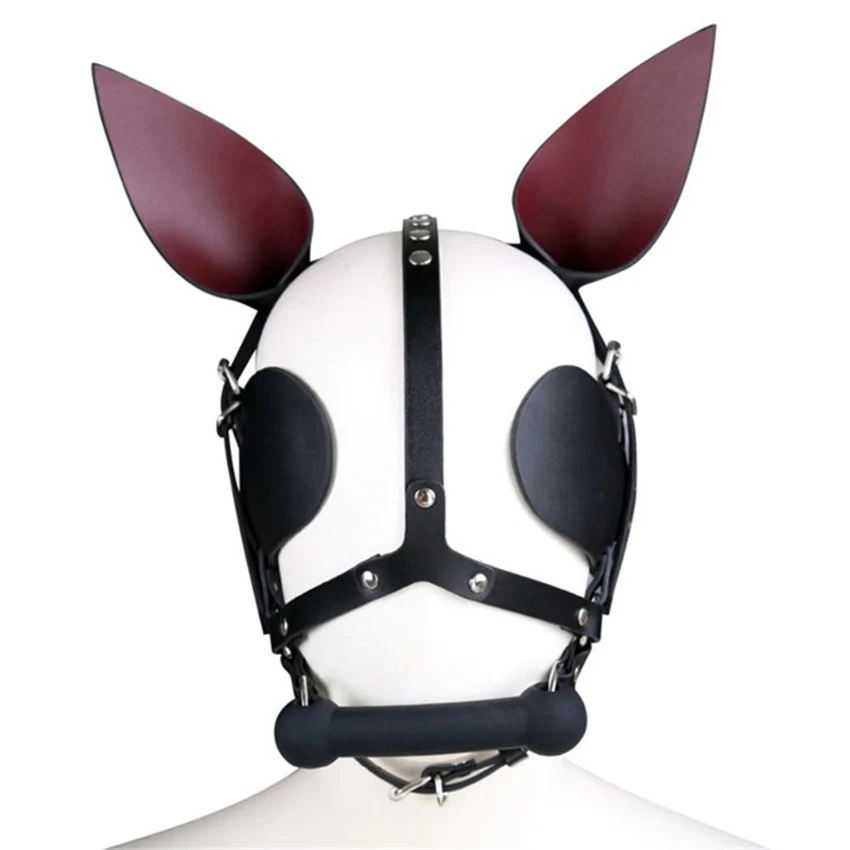 BDSM Fetish Bondage a bridle Hood Mask Harness Bone Mouth Gag Slave Fetishism Sex Toys for Couples