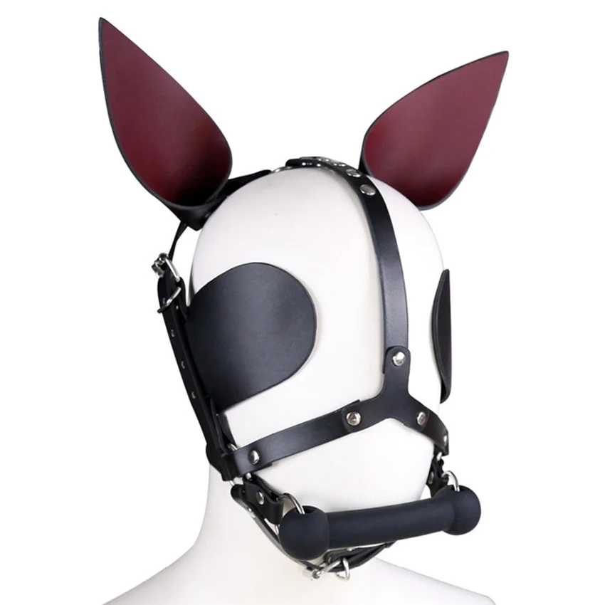 BDSM Fetish Bondage a bridle Hood Mask Harness Bone Mouth Gag Slave Fetishism Sex Toys for Couples