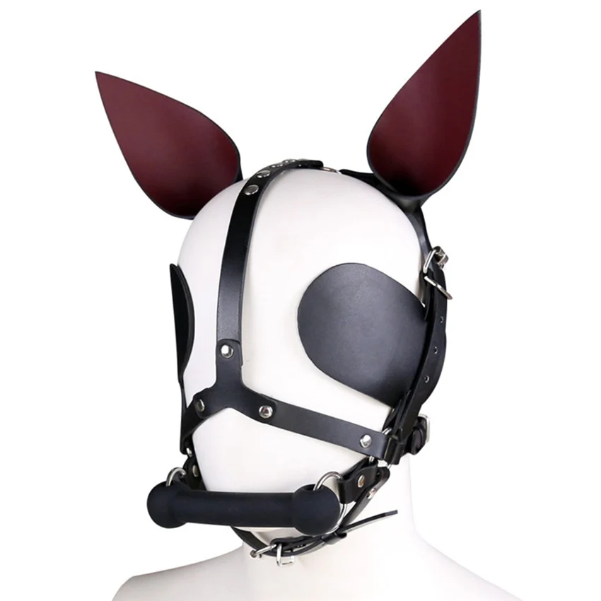 BDSM Fetish Bondage a bridle Hood Mask Harness Bone Mouth Gag Slave Fetishism Sex Toys for Couples