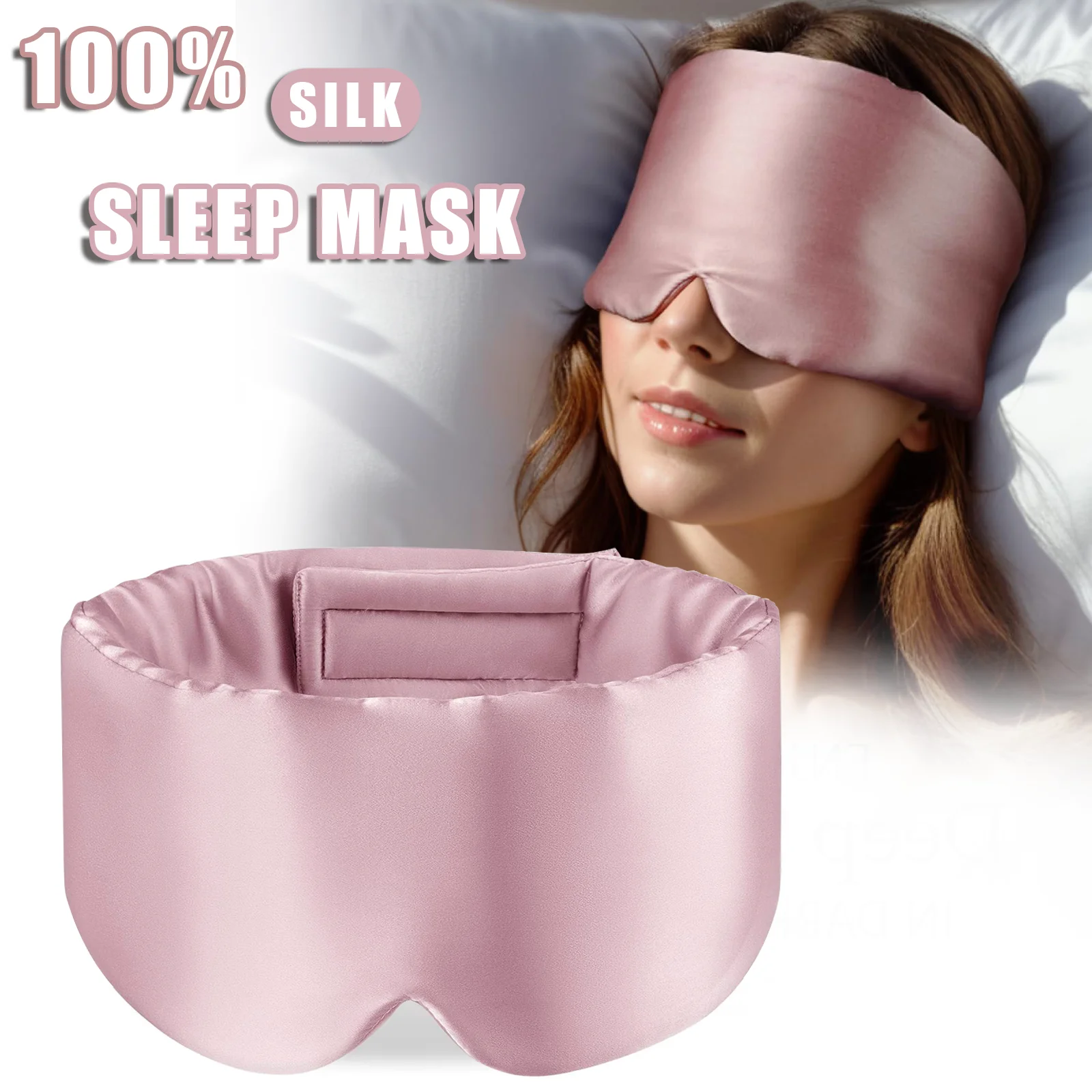 100% Mulberry Silk Sleep Mask Eye Mask for Women Man with Adjustable Band, for Side Sleeper Blackout Sleep Mask for Travel Rest