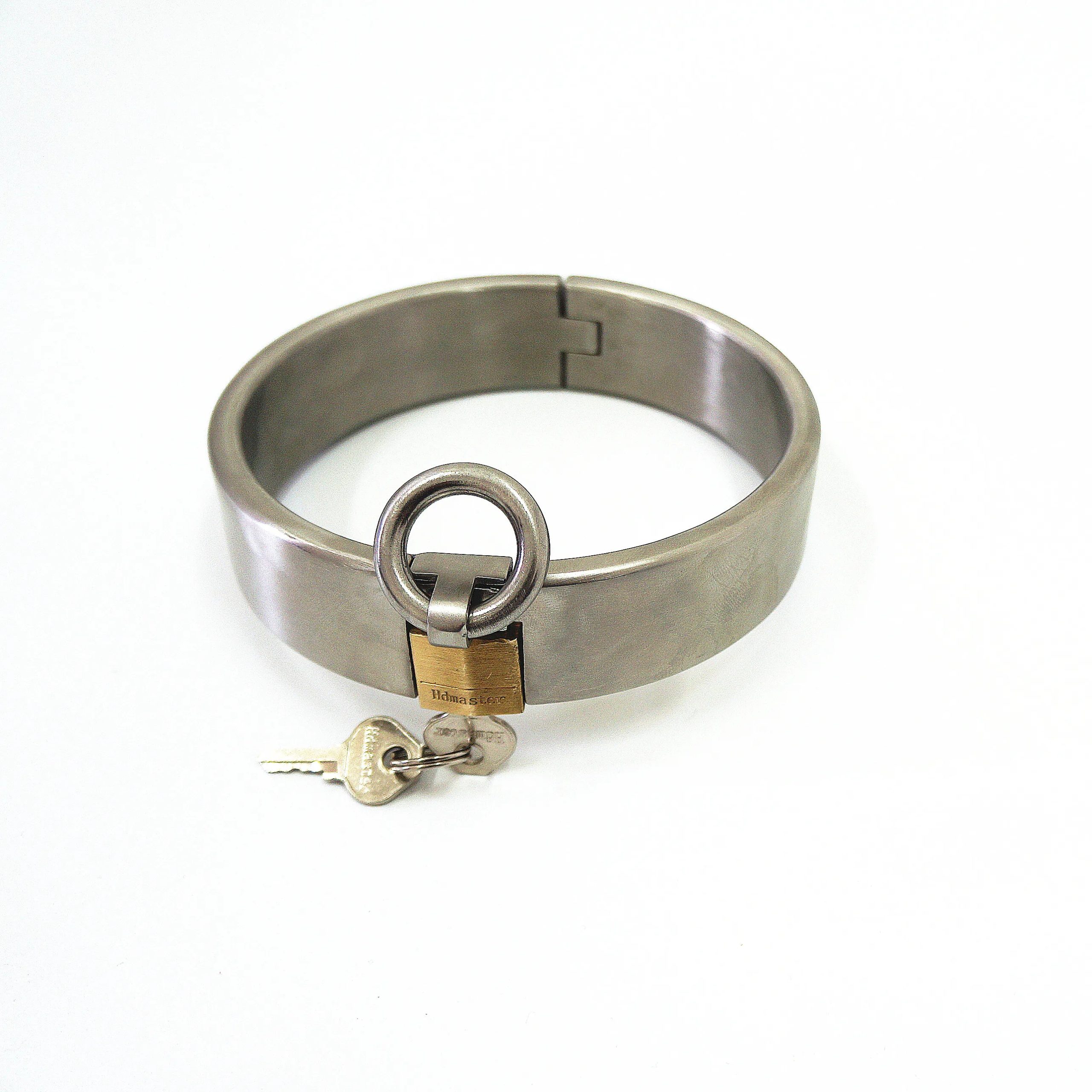 Heavy Duty Stainless Steel Lockable Slave Neck Collar Bdsm Choker O Ring Bondage Lock Restraint Adult Sex Toys For Women Men