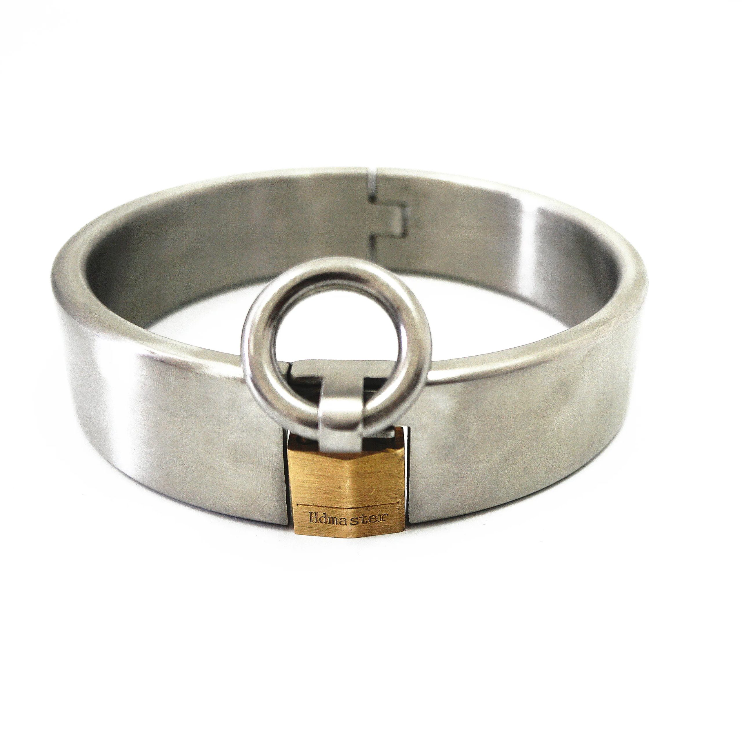 Heavy Duty Stainless Steel Lockable Slave Neck Collar Bdsm Choker O Ring Bondage Lock Restraint Adult Sex Toys For Women Men