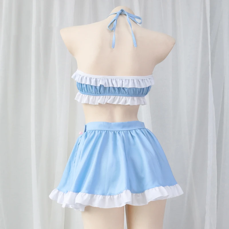 AniLV Kawaii Girl Anime Cafe Clerk Maid Unifrom Outfits Women Cute Lolita Blue Pajamas Pool Party Waiter Costumes Cosplay