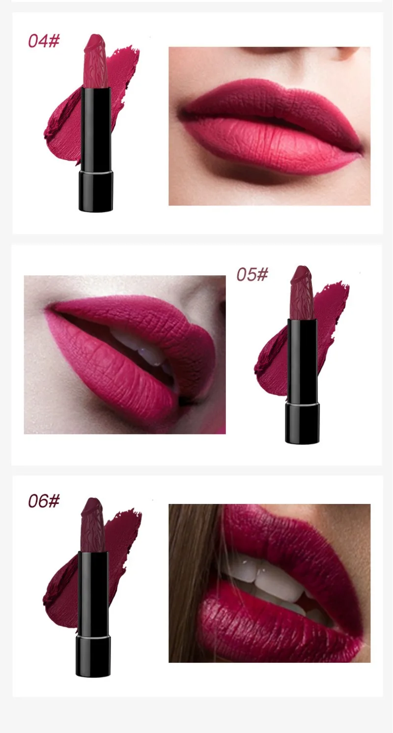 Funny Penis Shape Lipstick Mushroom Long Lasting Moisture Cosmetic Lipstick Red Lip Matte Lipstick Makeup Gift maquillage