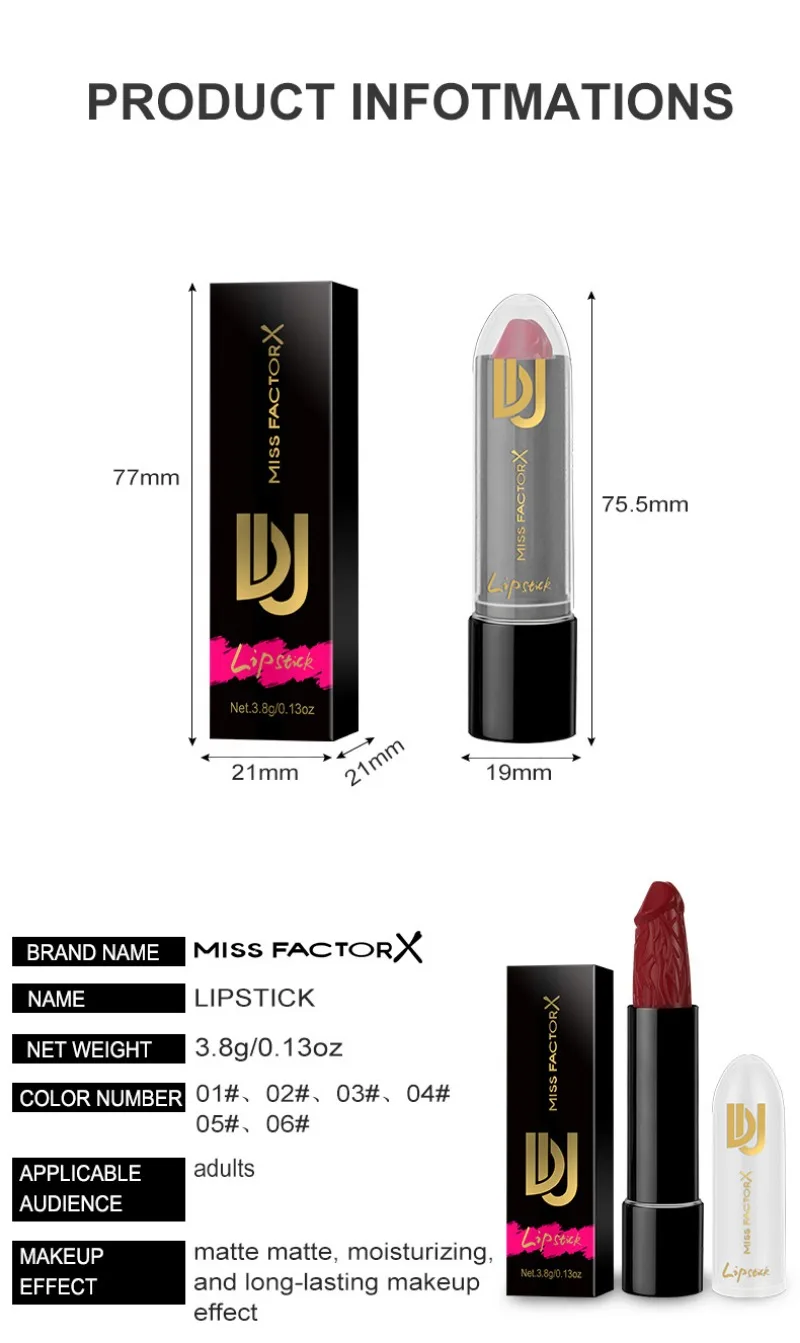 Funny Penis Shape Lipstick Mushroom Long Lasting Moisture Cosmetic Lipstick Red Lip Matte Lipstick Makeup Gift maquillage