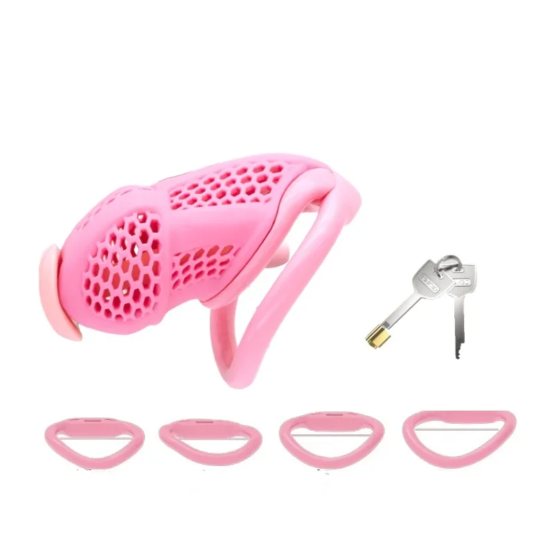 2025 New Male Chastity Cage Embedded Small Lock 정조대 with Soft Silicone Catheter and 4 Size Cock Rings Adult Abstinence Sex Toys