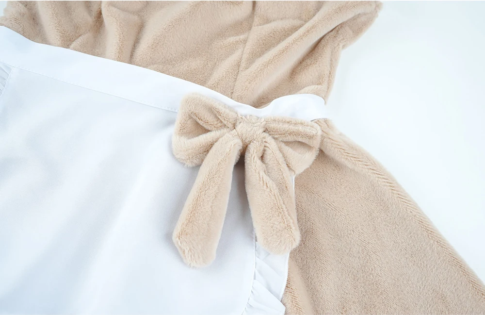 AniLV Kawaii Girl Anime Cute Bear Cape Women Soft Plush Maid Dress Uniform Cosplay Costume Winter Cartoon Nightgown Pajamas