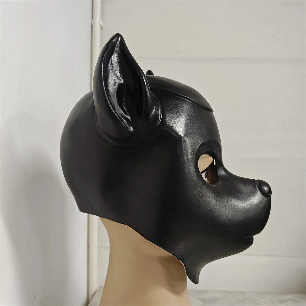 Animal Dog Head Pig Head Mask Funny Dogs Black Helmet Full Head Face Cover Halloween Cosplay Costume Prop Stage Performance Mask