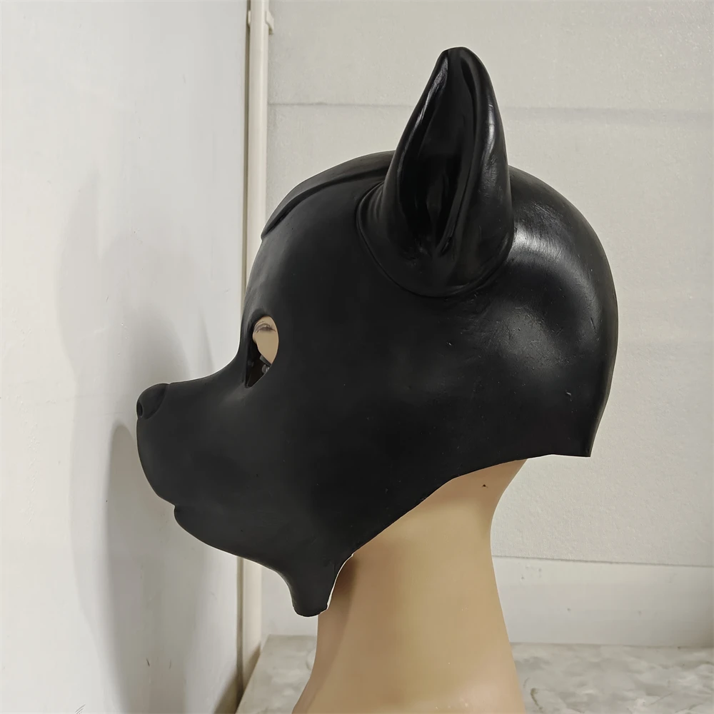 Animal Dog Head Pig Head Mask Funny Dogs Black Helmet Full Head Face Cover Halloween Cosplay Costume Prop Stage Performance Mask