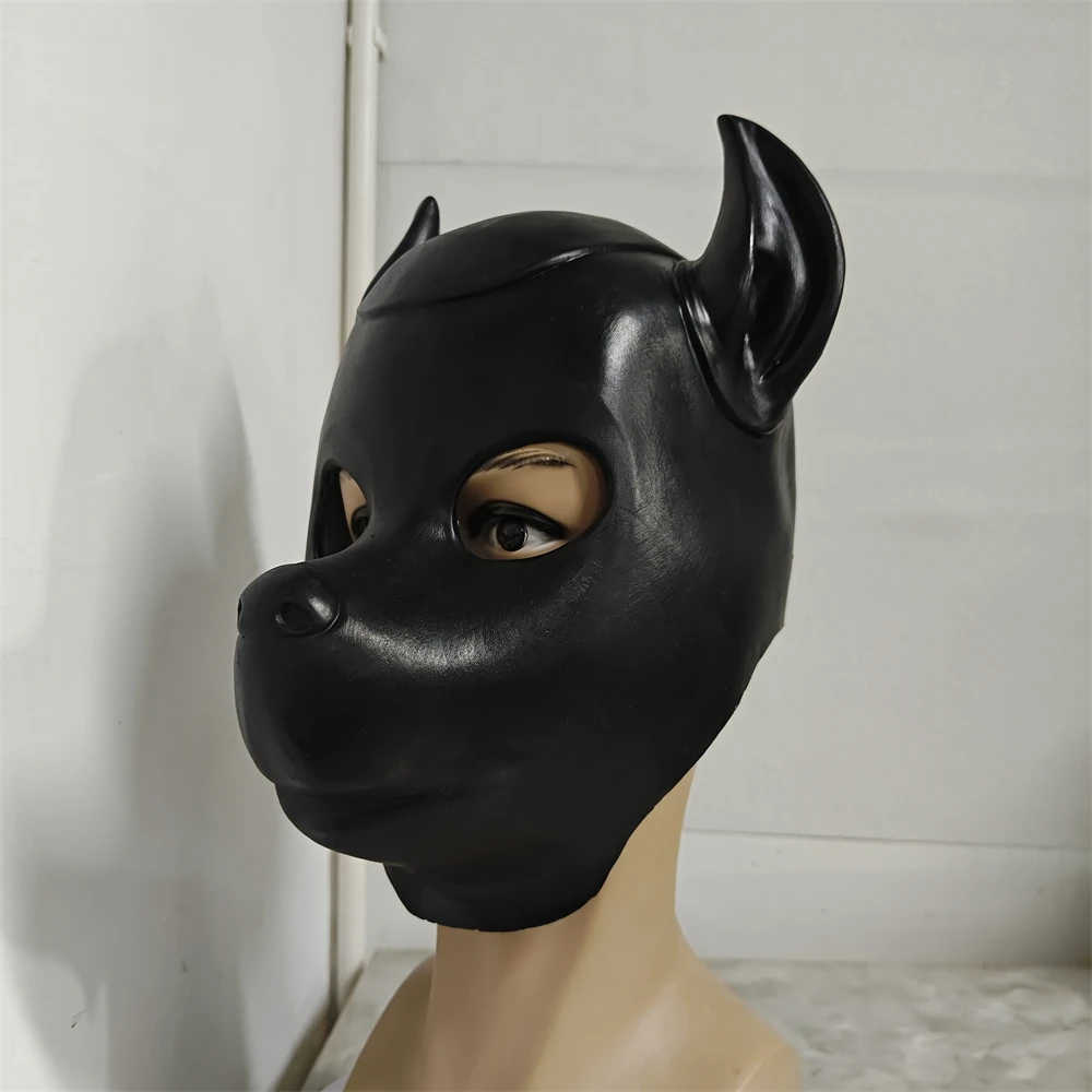 Animal Dog Head Pig Head Mask Funny Dogs Black Helmet Full Head Face Cover Halloween Cosplay Costume Prop Stage Performance Mask