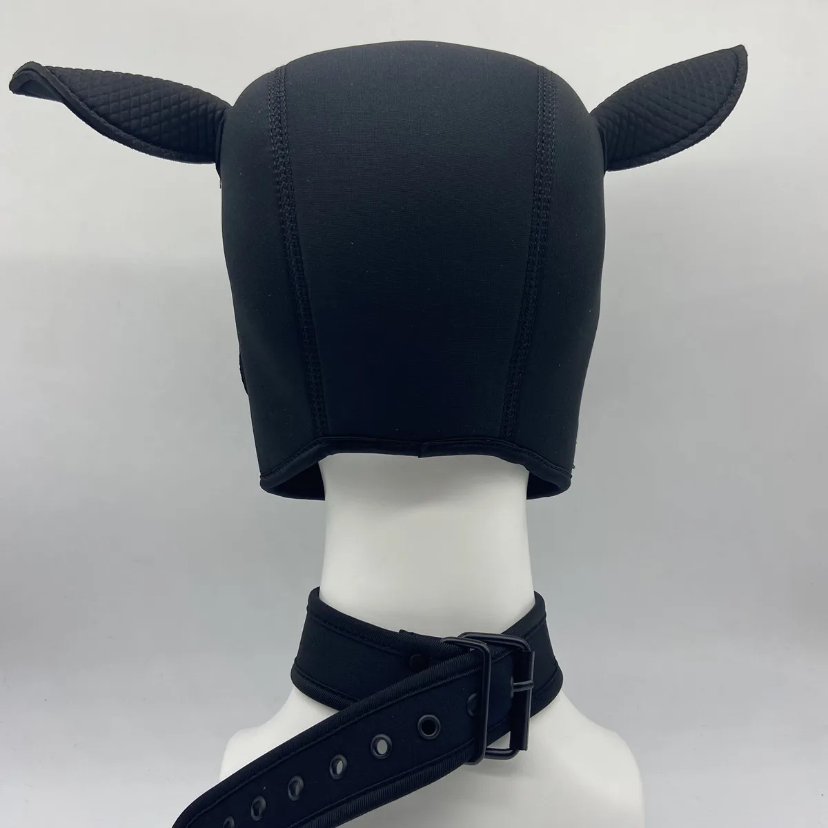 New 3D Mould Neoprene Fetish Animal Mask with Detachable Nose Black Full Head Fetish Pig Slave Hood