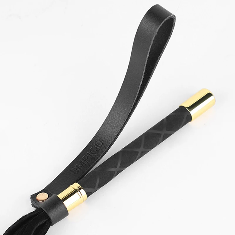 44CM Leather Horse Whip Handle with Wrist Strap for Horse Training Leather Spanking Equestrian Whip