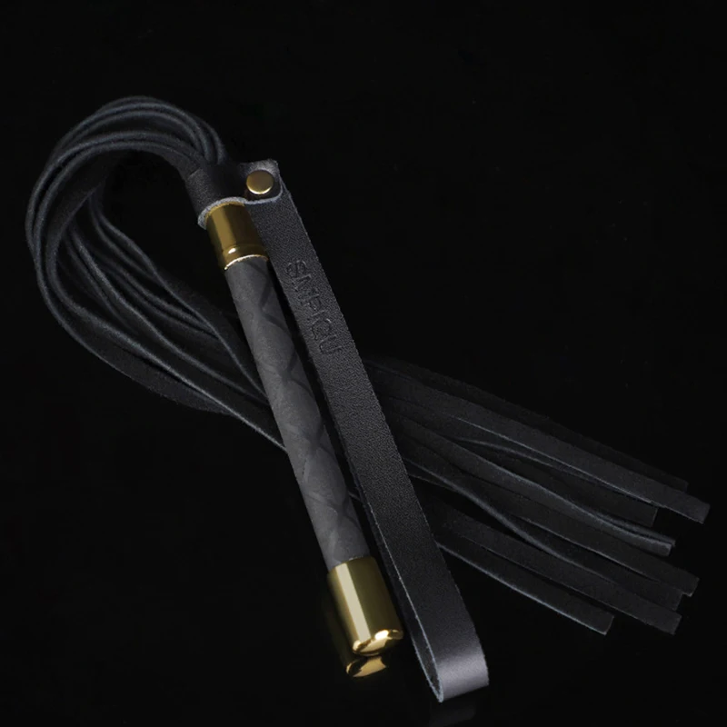 44CM Leather Horse Whip Handle with Wrist Strap for Horse Training Leather Spanking Equestrian Whip