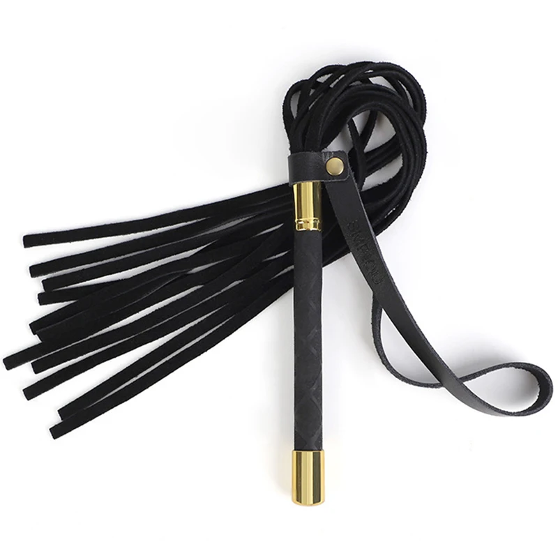 44CM Leather Horse Whip Handle with Wrist Strap for Horse Training Leather Spanking Equestrian Whip