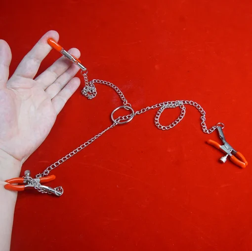 Prendedor de Mamilos e Clitóris com Corrente Nipple Clamps BDSM - Image 6