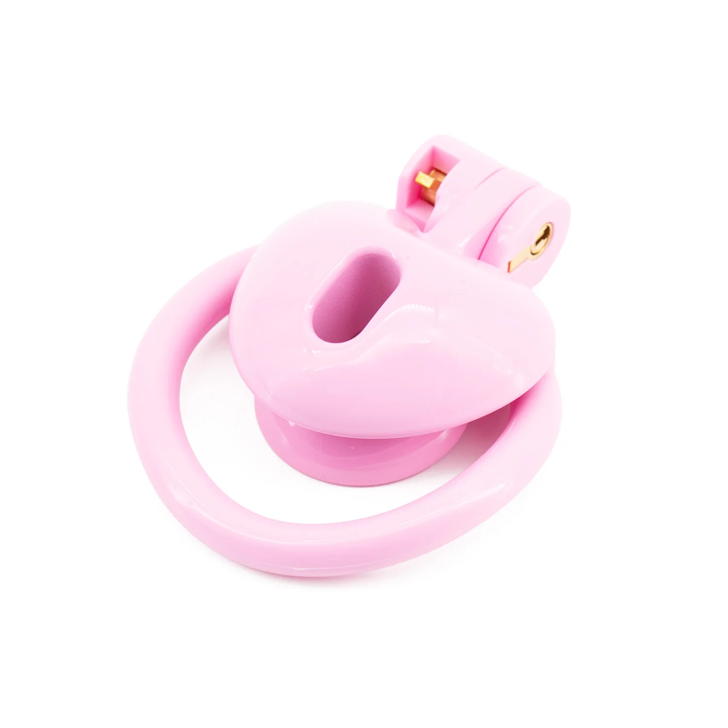 Heart Shape Man Chastity Cage Negative Mini Penis Device With 4 Size Curve Ring