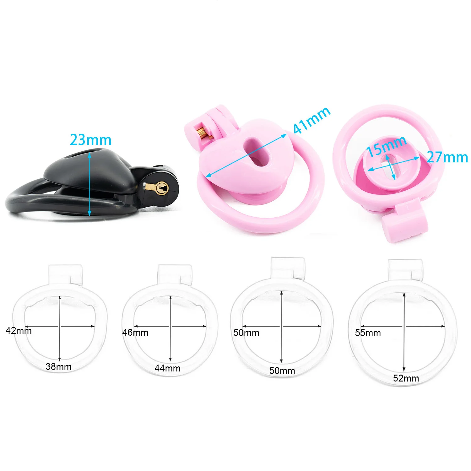 Heart Shape Man Chastity Cage Negative Mini Penis Device With 4 Size Curve Ring