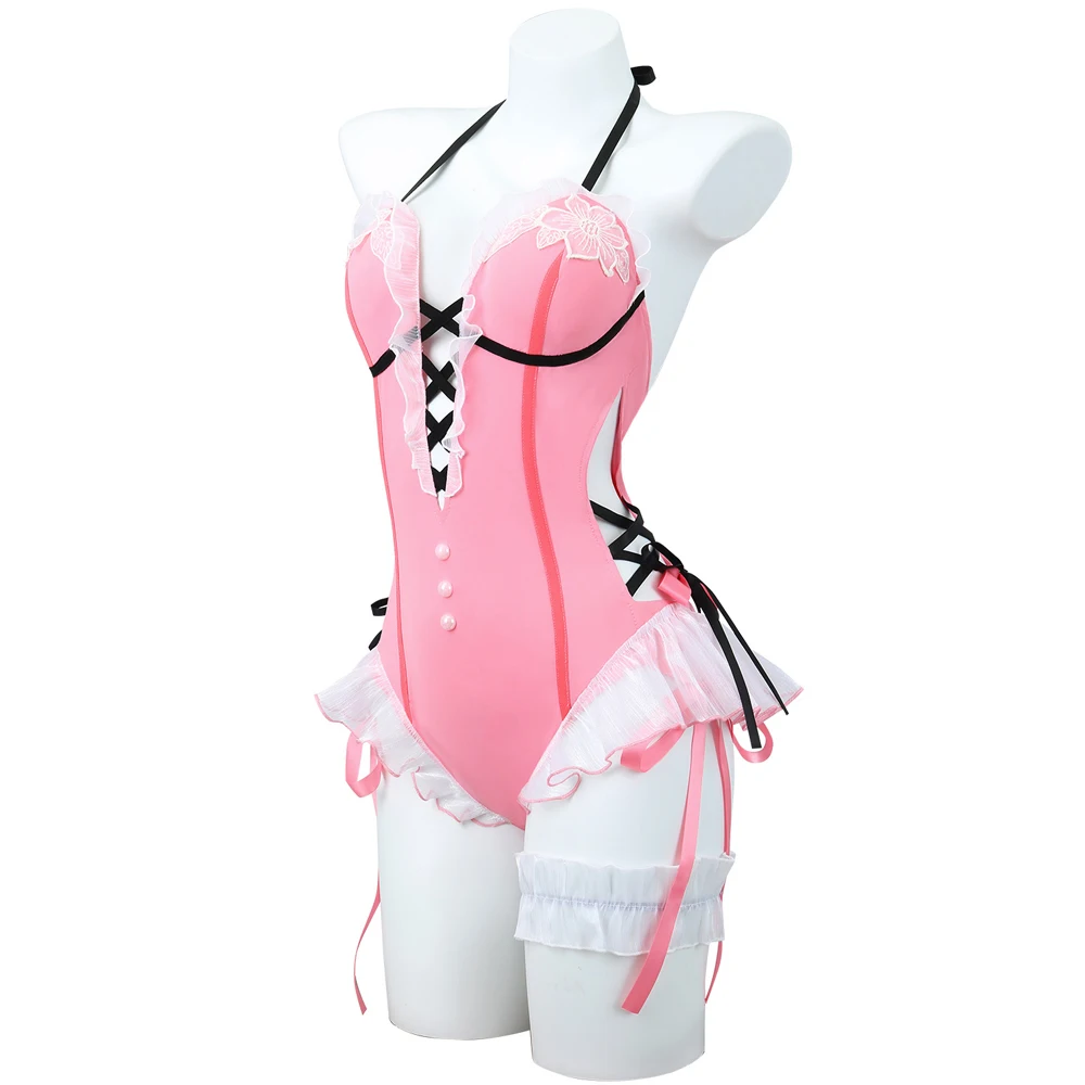 AniLV Anime Game Girl Swimsuit Pink Bodysuit Cosplay Summer Beach Party Bunny Maid Uniform Swimwear Outfits Clothes Costumes