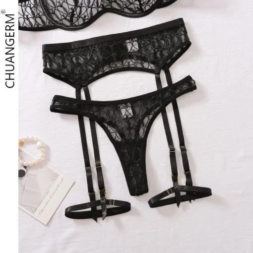 CHUANGERM Lingerie Renda Sexy Lace Set - Image 4