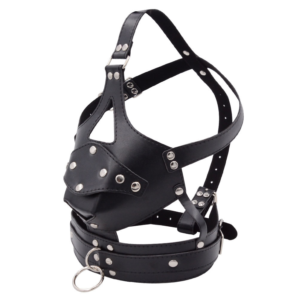 Leather Mouth Gag Ring,Full Head Harness Mask Gags Ball, Muzzle Bondage Restraint ,Adult Sex Toys