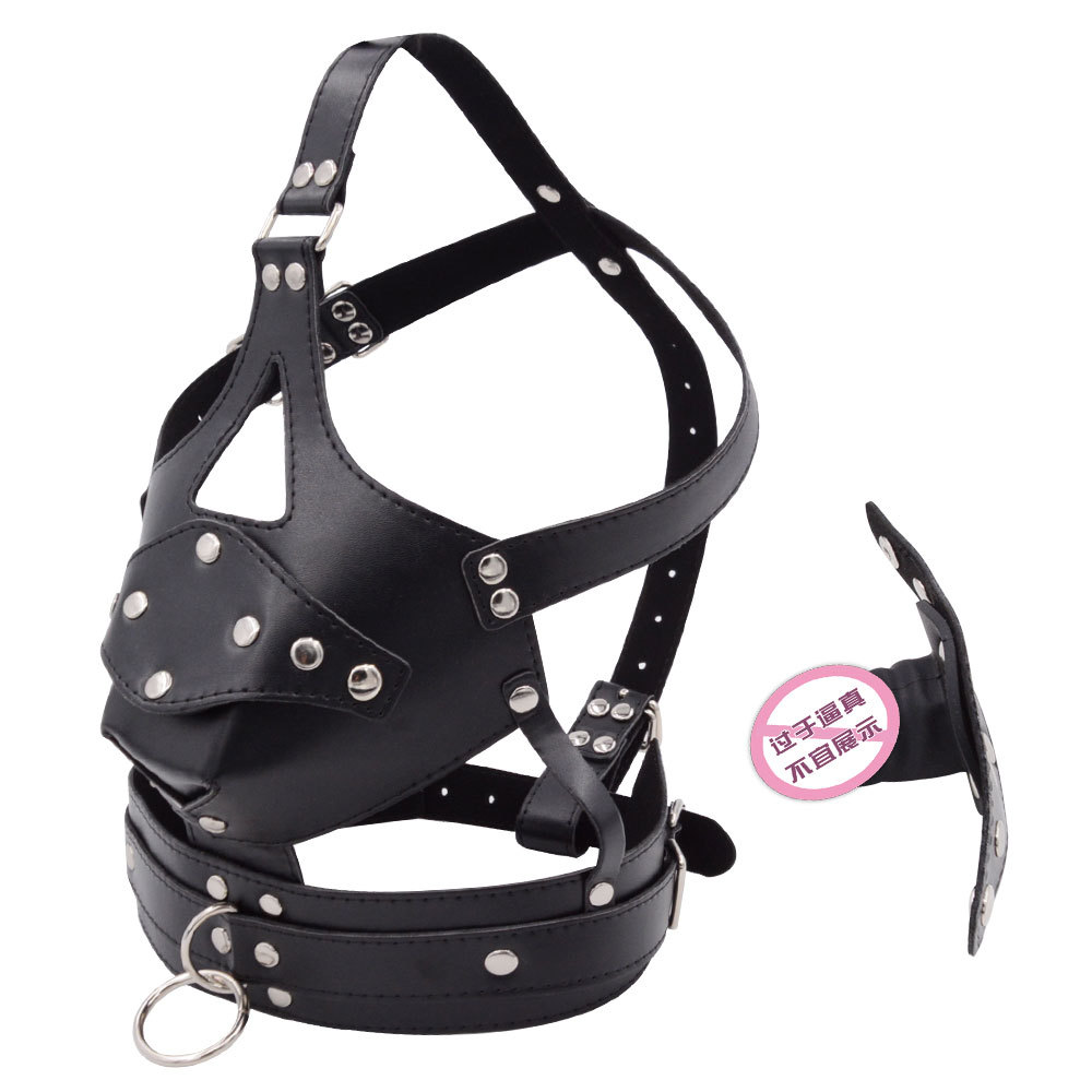 Leather Mouth Gag Ring,Full Head Harness Mask Gags Ball, Muzzle Bondage Restraint ,Adult Sex Toys