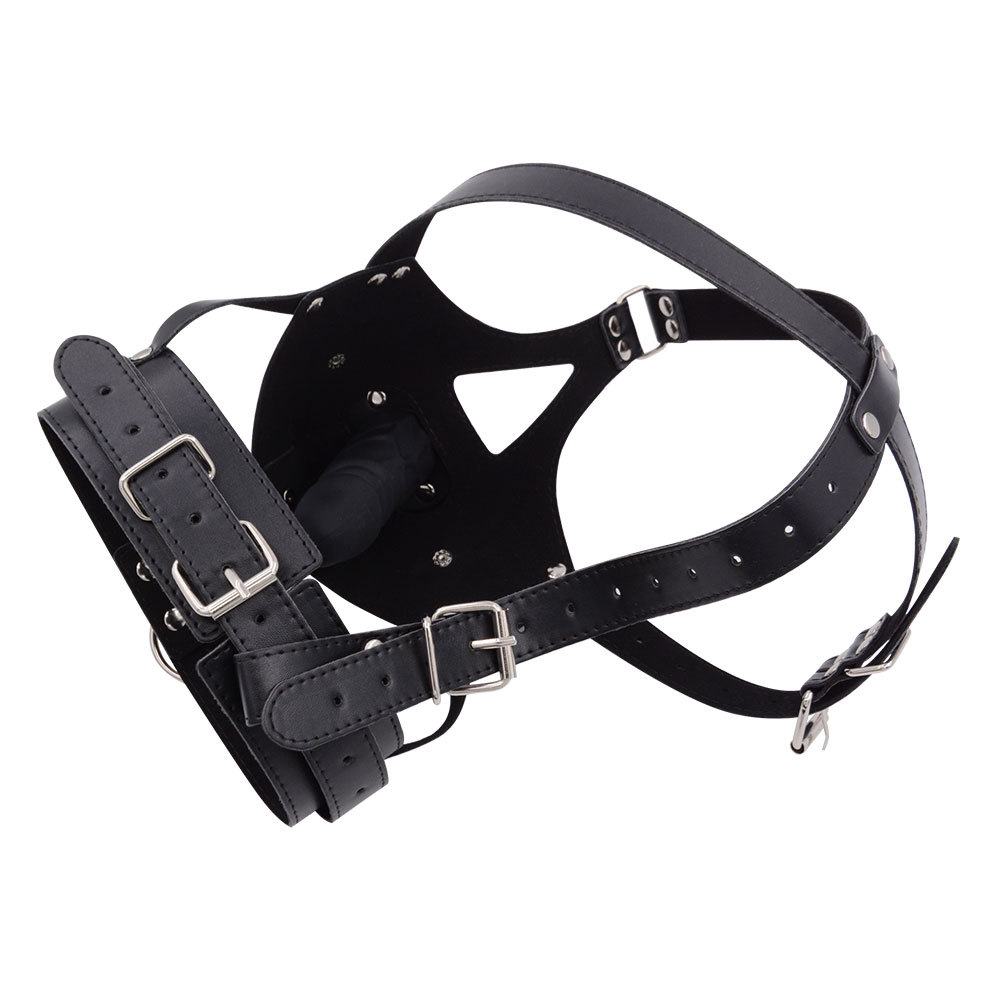 Leather Mouth Gag Ring,Full Head Harness Mask Gags Ball, Muzzle Bondage Restraint ,Adult Sex Toys