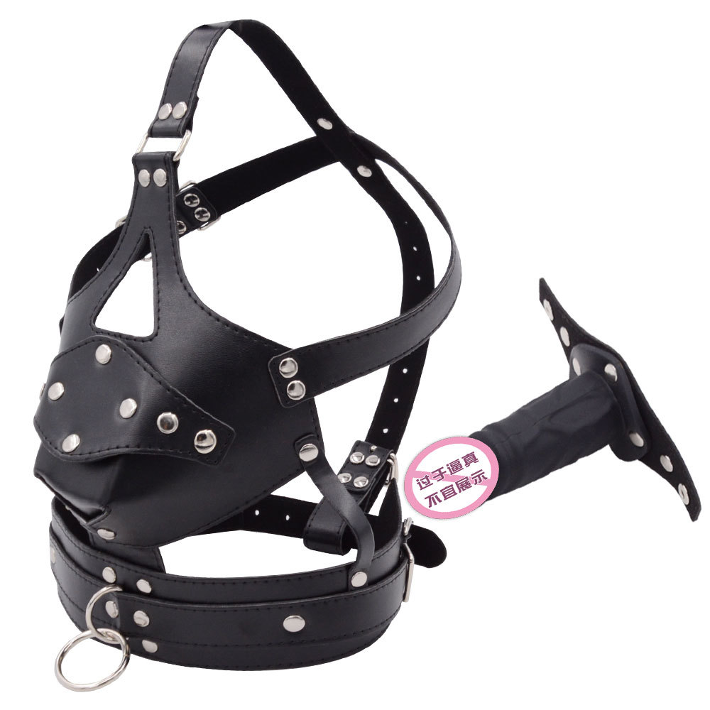 Leather Mouth Gag Ring,Full Head Harness Mask Gags Ball, Muzzle Bondage Restraint ,Adult Sex Toys