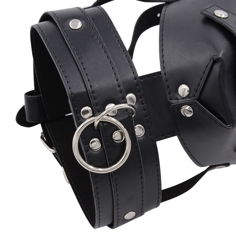 Leather Mouth Gag Ring,Full Head Harness Mask Gags Ball, Muzzle Bondage Restraint ,Adult Sex Toys