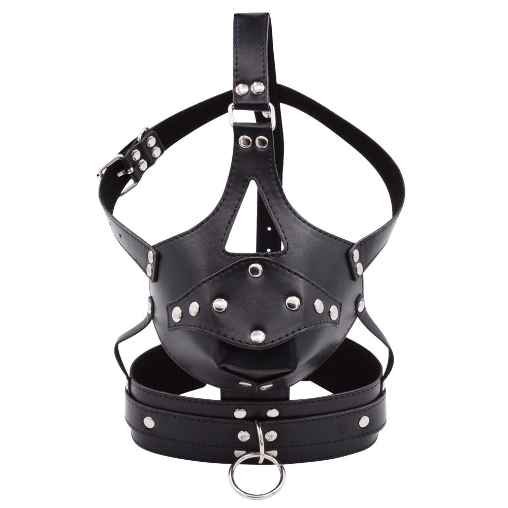 Leather Mouth Gag Ring,Full Head Harness Mask Gags Ball, Muzzle Bondage Restraint ,Adult Sex Toys